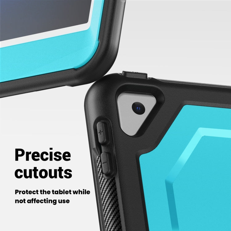 For iPad 10.2 2021 / 2020 / 10.5 2019 Honeycomb Hybrid Tablet Case with Handle Holder & Strap(Light Blue) - iPad 10.2 Cases by buy2fix | Online Shopping UK | buy2fix