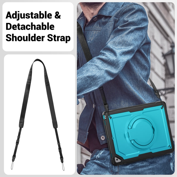 For iPad 10.2 2021 / 2020 / 10.5 2019 Honeycomb Hybrid Tablet Case with Handle Holder & Strap(Light Blue) - iPad 10.2 Cases by buy2fix | Online Shopping UK | buy2fix