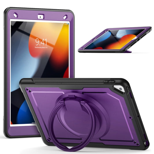 For iPad 10.2 2021 / 2020 / 10.5 2019 Honeycomb Hybrid Tablet Case with Handle Holder & Strap(Purple) - iPad 10.2 Cases by buy2fix | Online Shopping UK | buy2fix