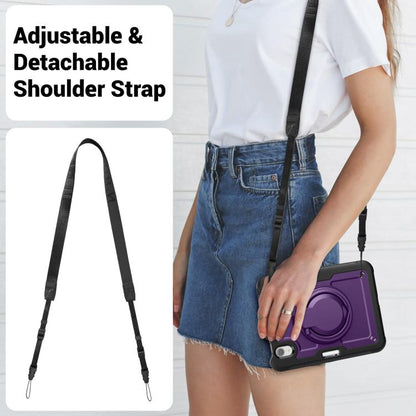 For iPad mini 2024 / mini 6 Honeycomb Hybrid Tablet Case with Handle Holder & Strap(Purple) - iPad mini 2024 Cases by buy2fix | Online Shopping UK | buy2fix