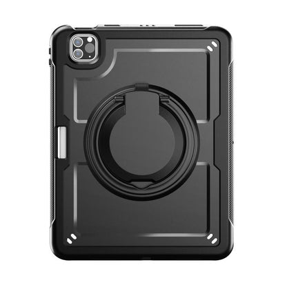 For iPad Pro 11 2022 / Air 10.9 2022 Honeycomb Hybrid Tablet Case with Handle Holder & Strap(Black) - iPad Pro 11 (2022/2021) Cases by buy2fix | Online Shopping UK | buy2fix