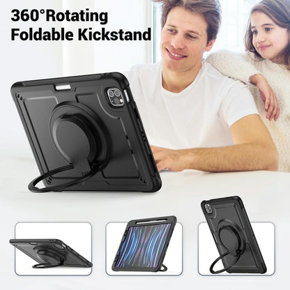 For iPad Pro 11 2022 / Air 10.9 2022 Honeycomb Hybrid Tablet Case with Handle Holder & Strap(Black) - iPad Pro 11 (2022/2021) Cases by buy2fix | Online Shopping UK | buy2fix