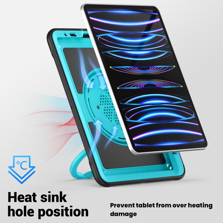 For iPad Pro 11 2022 / Air 10.9 2022 Honeycomb Hybrid Tablet Case with Handle Holder & Strap(Light Blue) - iPad Pro 11 (2022/2021) Cases by buy2fix | Online Shopping UK | buy2fix