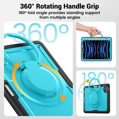 For iPad Pro 11 2022 / Air 10.9 2022 Honeycomb Hybrid Tablet Case with Handle Holder & Strap(Light Blue) - iPad Pro 11 (2022/2021) Cases by buy2fix | Online Shopping UK | buy2fix
