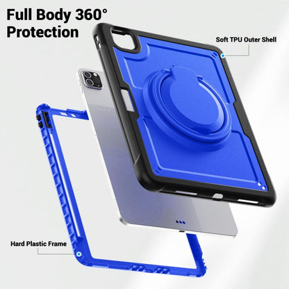 For iPad Pro 11 2022 / Air 10.9 2022 Honeycomb Hybrid Tablet Case with Handle Holder & Strap(Dark Blue) - iPad Pro 11 (2022/2021) Cases by buy2fix | Online Shopping UK | buy2fix