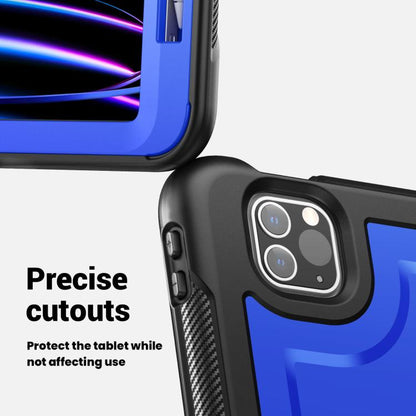 For iPad Pro 11 2022 / Air 10.9 2022 Honeycomb Hybrid Tablet Case with Handle Holder & Strap(Dark Blue) - iPad Pro 11 (2022/2021) Cases by buy2fix | Online Shopping UK | buy2fix