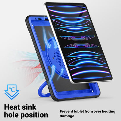 For iPad Pro 11 2022 / Air 10.9 2022 Honeycomb Hybrid Tablet Case with Handle Holder & Strap(Dark Blue) - iPad Pro 11 (2022/2021) Cases by buy2fix | Online Shopping UK | buy2fix