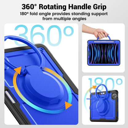 For iPad Pro 11 2022 / Air 10.9 2022 Honeycomb Hybrid Tablet Case with Handle Holder & Strap(Dark Blue) - iPad Pro 11 (2022/2021) Cases by buy2fix | Online Shopping UK | buy2fix