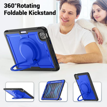 For iPad Pro 11 2022 / Air 10.9 2022 Honeycomb Hybrid Tablet Case with Handle Holder & Strap(Dark Blue) - iPad Pro 11 (2022/2021) Cases by buy2fix | Online Shopping UK | buy2fix