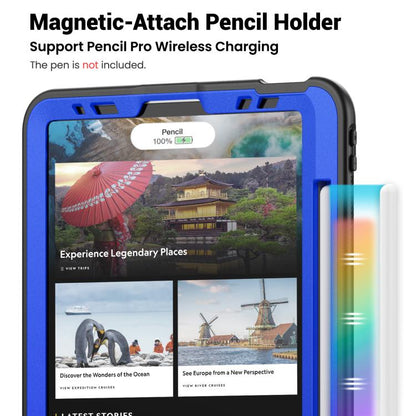 For iPad Pro 11 2022 / Air 10.9 2022 Honeycomb Hybrid Tablet Case with Handle Holder & Strap(Dark Blue) - iPad Pro 11 (2022/2021) Cases by buy2fix | Online Shopping UK | buy2fix