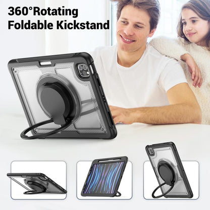 For iPad Pro 11 2022 / Air 10.9 2022 Honeycomb Hybrid Tablet Case with Handle Holder & Strap(Transparent) - iPad Pro 11 (2022/2021) Cases by buy2fix | Online Shopping UK | buy2fix