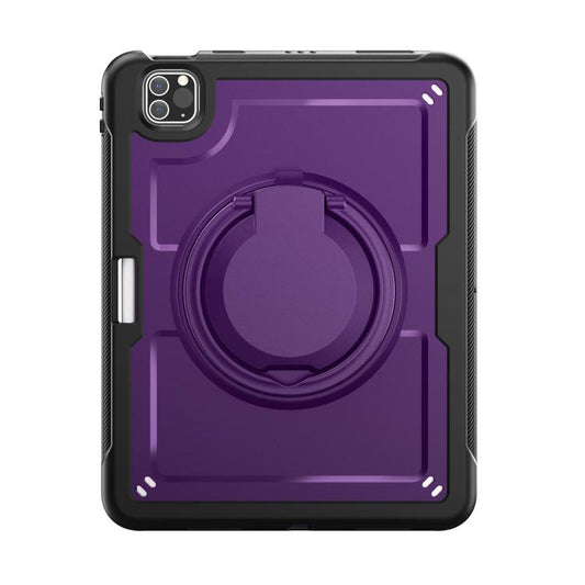 For iPad Pro 11 2022 / Air 10.9 2022 Honeycomb Hybrid Tablet Case with Handle Holder & Strap(Purple) - iPad Pro 11 (2022/2021) Cases by buy2fix | Online Shopping UK | buy2fix