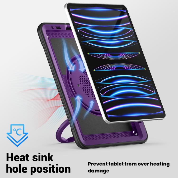 For iPad Pro 11 2022 / Air 10.9 2022 Honeycomb Hybrid Tablet Case with Handle Holder & Strap(Purple) - iPad Pro 11 (2022/2021) Cases by buy2fix | Online Shopping UK | buy2fix