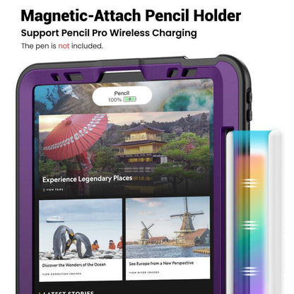 For iPad Pro 11 2022 / Air 10.9 2022 Honeycomb Hybrid Tablet Case with Handle Holder & Strap(Purple) - iPad Pro 11 (2022/2021) Cases by buy2fix | Online Shopping UK | buy2fix