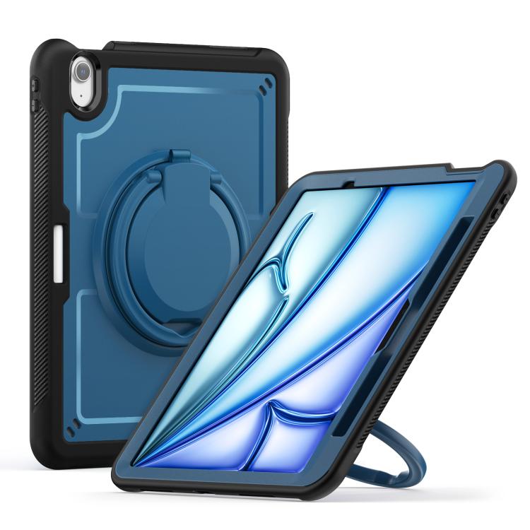 For iPad Air 11 2025 / 2024 Honeycomb Hybrid Tablet Case with Handle Holder & Strap(Navy Blue) - iPad Air 11 2025 / 2024 Cases by buy2fix | Online Shopping UK | buy2fix