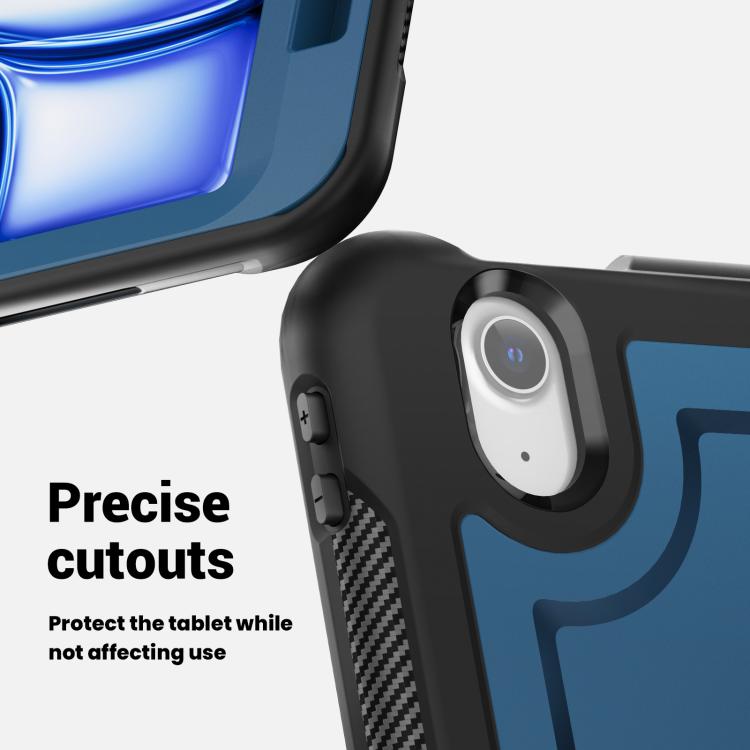 For iPad Air 11 2025 / 2024 Honeycomb Hybrid Tablet Case with Handle Holder & Strap(Navy Blue) - iPad Air 11 2025 / 2024 Cases by buy2fix | Online Shopping UK | buy2fix