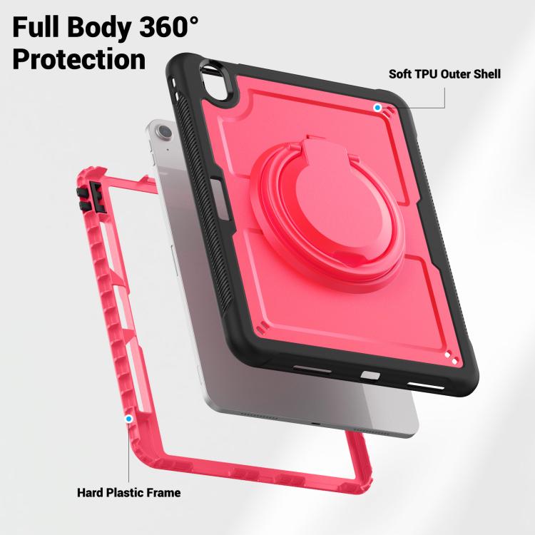 For iPad Air 11 2025 / 2024 Honeycomb Hybrid Tablet Case with Handle Holder & Strap(Rose Red) - iPad Air 11 2025 / 2024 Cases by buy2fix | Online Shopping UK | buy2fix