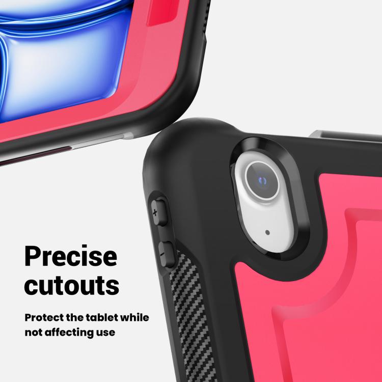 For iPad Air 11 2025 / 2024 Honeycomb Hybrid Tablet Case with Handle Holder & Strap(Rose Red) - iPad Air 11 2025 / 2024 Cases by buy2fix | Online Shopping UK | buy2fix