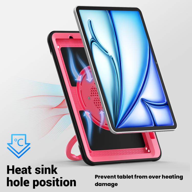 For iPad Air 11 2025 / 2024 Honeycomb Hybrid Tablet Case with Handle Holder & Strap(Rose Red) - iPad Air 11 2025 / 2024 Cases by buy2fix | Online Shopping UK | buy2fix