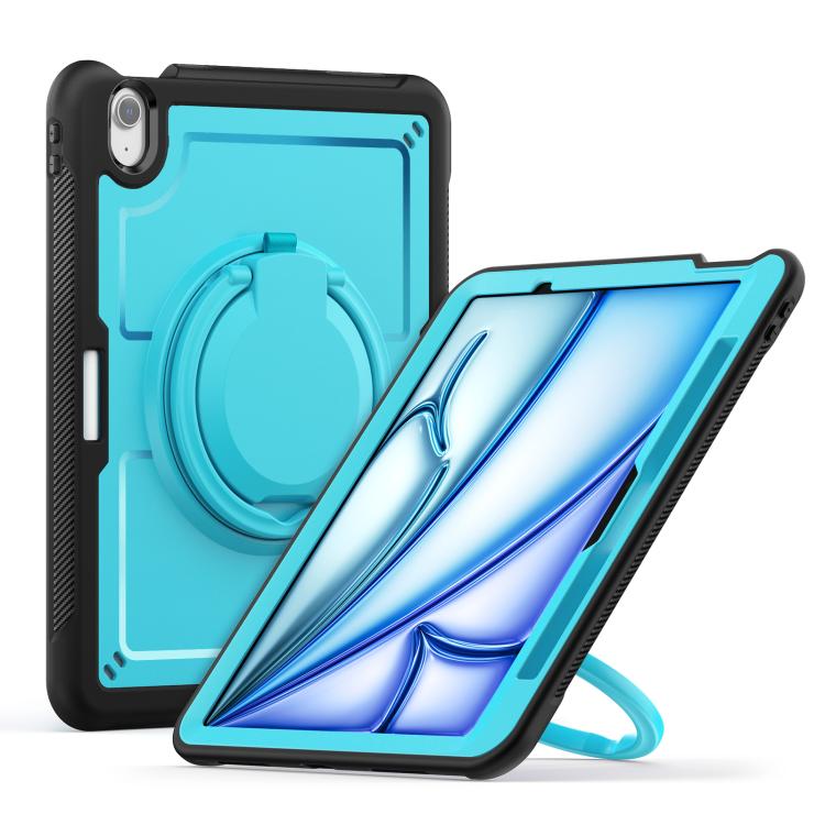 For iPad Air 11 2025 / 2024 Honeycomb Hybrid Tablet Case with Handle Holder & Strap(Light Blue) - iPad Air 11 2025 / 2024 Cases by buy2fix | Online Shopping UK | buy2fix