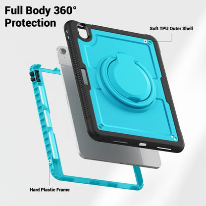 For iPad Air 11 2025 / 2024 Honeycomb Hybrid Tablet Case with Handle Holder & Strap(Light Blue) - iPad Air 11 2025 / 2024 Cases by buy2fix | Online Shopping UK | buy2fix