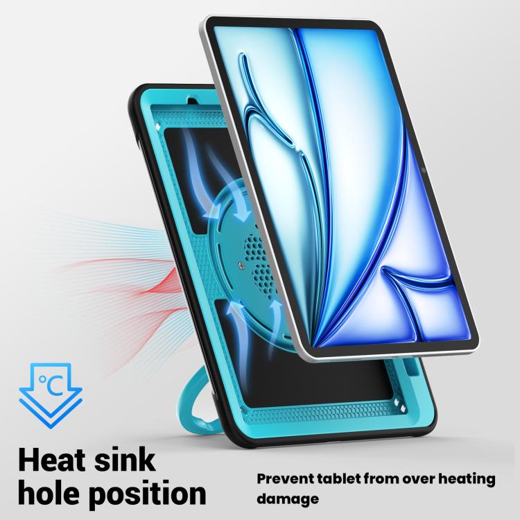 For iPad Air 11 2025 / 2024 Honeycomb Hybrid Tablet Case with Handle Holder & Strap(Light Blue) - iPad Air 11 2025 / 2024 Cases by buy2fix | Online Shopping UK | buy2fix