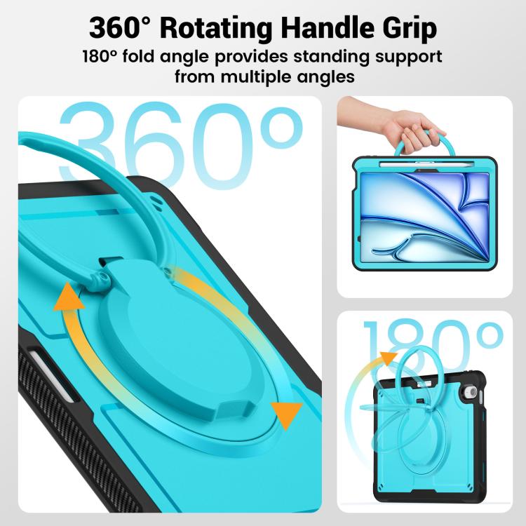 For iPad Air 11 2025 / 2024 Honeycomb Hybrid Tablet Case with Handle Holder & Strap(Light Blue) - iPad Air 11 2025 / 2024 Cases by buy2fix | Online Shopping UK | buy2fix