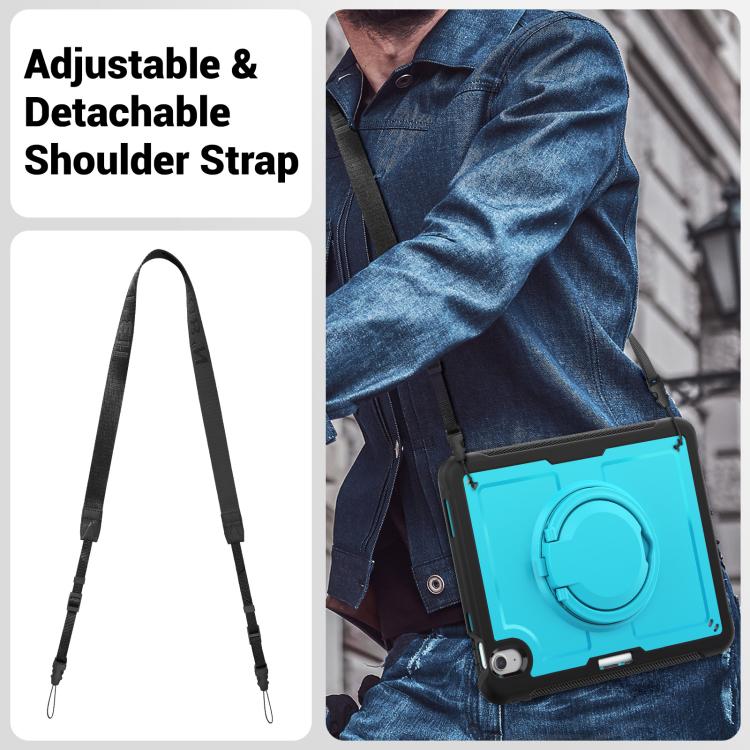 For iPad Air 11 2025 / 2024 Honeycomb Hybrid Tablet Case with Handle Holder & Strap(Light Blue) - iPad Air 11 2025 / 2024 Cases by buy2fix | Online Shopping UK | buy2fix