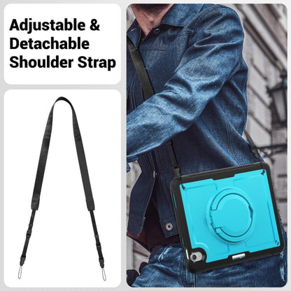 For iPad Air 11 2025 / 2024 Honeycomb Hybrid Tablet Case with Handle Holder & Strap(Light Blue) - iPad Air 11 2025 / 2024 Cases by buy2fix | Online Shopping UK | buy2fix