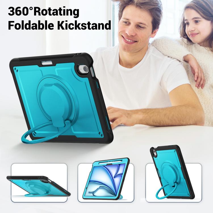 For iPad Air 11 2025 / 2024 Honeycomb Hybrid Tablet Case with Handle Holder & Strap(Light Blue) - iPad Air 11 2025 / 2024 Cases by buy2fix | Online Shopping UK | buy2fix