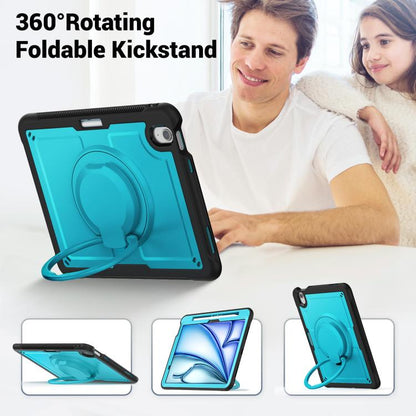 For iPad Air 11 2025 / 2024 Honeycomb Hybrid Tablet Case with Handle Holder & Strap(Light Blue) - iPad Air 11 2025 / 2024 Cases by buy2fix | Online Shopping UK | buy2fix