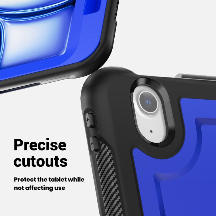 For iPad Air 11 2025 / 2024 Honeycomb Hybrid Tablet Case with Handle Holder & Strap(Dark Blue) - iPad Air 11 2025 / 2024 Cases by buy2fix | Online Shopping UK | buy2fix