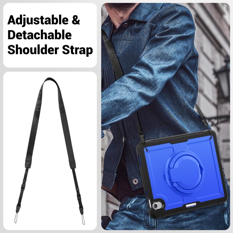 For iPad Air 11 2025 / 2024 Honeycomb Hybrid Tablet Case with Handle Holder & Strap(Dark Blue) - iPad Air 11 2025 / 2024 Cases by buy2fix | Online Shopping UK | buy2fix
