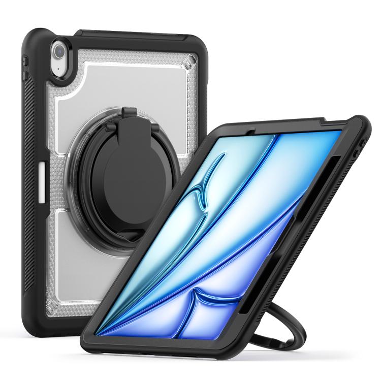 For iPad Air 11 2025 / 2024 Honeycomb Hybrid Tablet Case with Handle Holder & Strap(Transparent) - iPad Air 11 2025 / 2024 Cases by buy2fix | Online Shopping UK | buy2fix