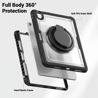 For iPad Air 11 2025 / 2024 Honeycomb Hybrid Tablet Case with Handle Holder & Strap(Transparent) - iPad Air 11 2025 / 2024 Cases by buy2fix | Online Shopping UK | buy2fix