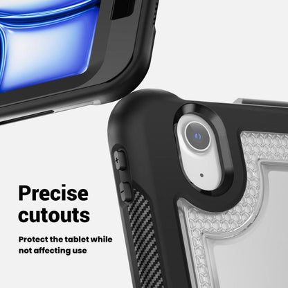 For iPad Air 11 2025 / 2024 Honeycomb Hybrid Tablet Case with Handle Holder & Strap(Transparent) - iPad Air 11 2025 / 2024 Cases by buy2fix | Online Shopping UK | buy2fix