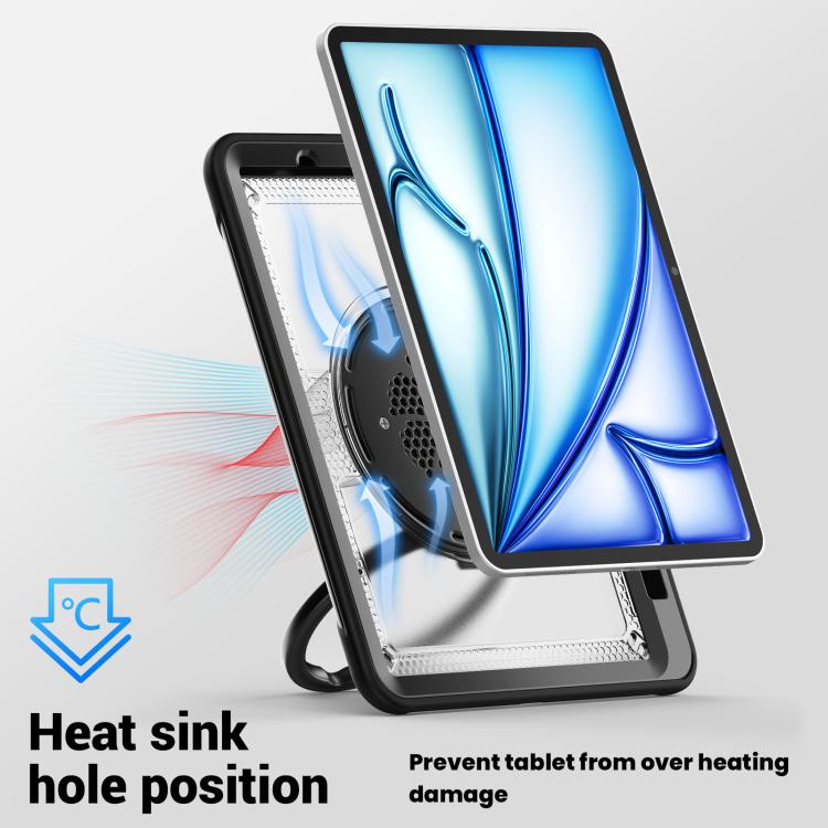 For iPad Air 11 2025 / 2024 Honeycomb Hybrid Tablet Case with Handle Holder & Strap(Transparent) - iPad Air 11 2025 / 2024 Cases by buy2fix | Online Shopping UK | buy2fix