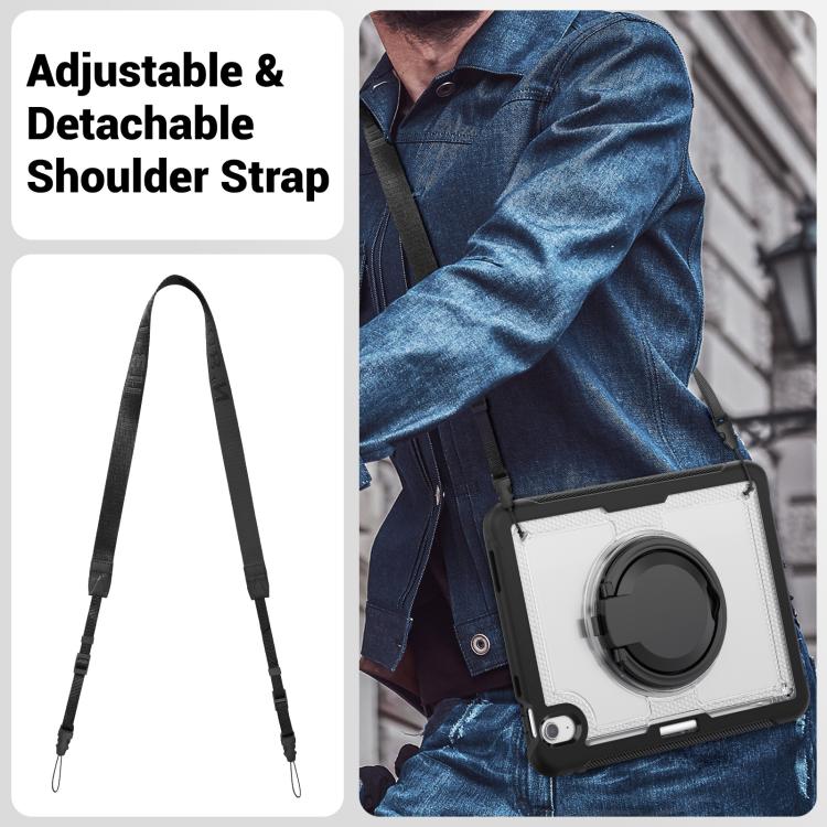 For iPad Air 11 2025 / 2024 Honeycomb Hybrid Tablet Case with Handle Holder & Strap(Transparent) - iPad Air 11 2025 / 2024 Cases by buy2fix | Online Shopping UK | buy2fix