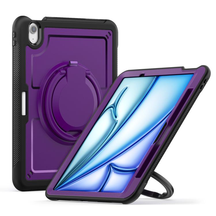 For iPad Air 11 2025 / 2024 Honeycomb Hybrid Tablet Case with Handle Holder & Strap(Purple) - iPad Air 11 2025 / 2024 Cases by buy2fix | Online Shopping UK | buy2fix