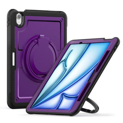 For iPad Air 11 2025 / 2024 Honeycomb Hybrid Tablet Case with Handle Holder & Strap(Purple) - iPad Air 11 2025 / 2024 Cases by buy2fix | Online Shopping UK | buy2fix