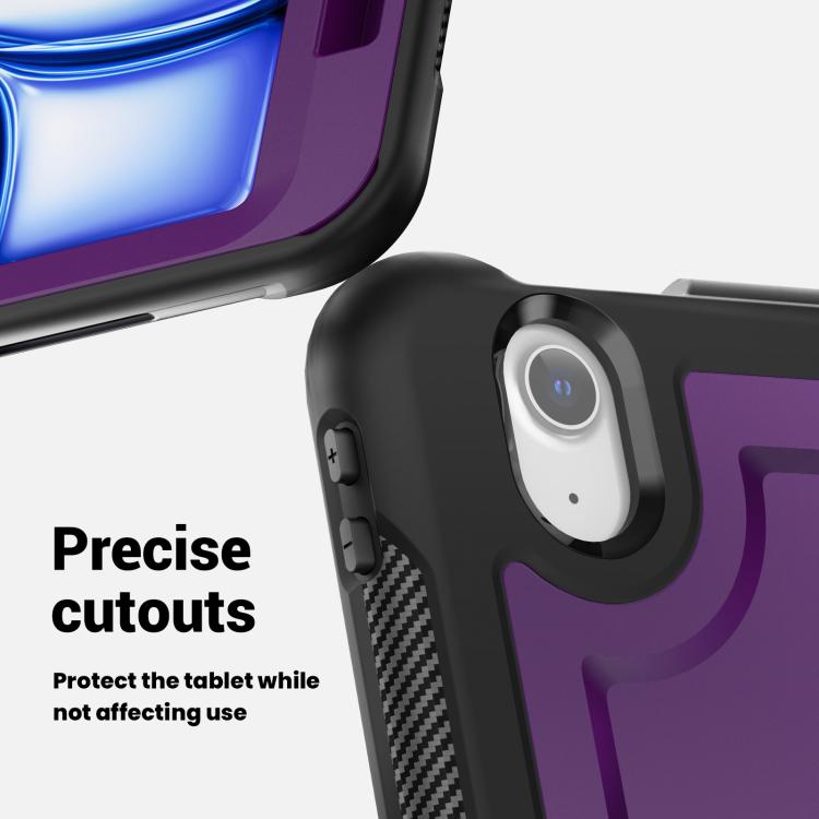 For iPad Air 11 2025 / 2024 Honeycomb Hybrid Tablet Case with Handle Holder & Strap(Purple) - iPad Air 11 2025 / 2024 Cases by buy2fix | Online Shopping UK | buy2fix