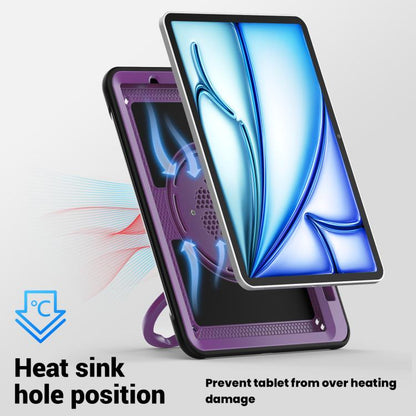 For iPad Air 11 2025 / 2024 Honeycomb Hybrid Tablet Case with Handle Holder & Strap(Purple) - iPad Air 11 2025 / 2024 Cases by buy2fix | Online Shopping UK | buy2fix