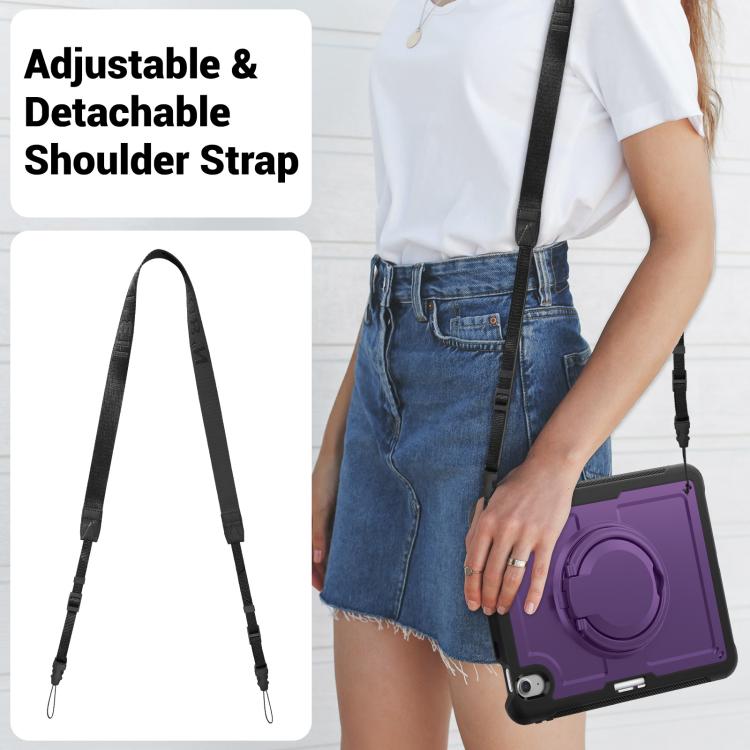 For iPad Air 11 2025 / 2024 Honeycomb Hybrid Tablet Case with Handle Holder & Strap(Purple) - iPad Air 11 2025 / 2024 Cases by buy2fix | Online Shopping UK | buy2fix
