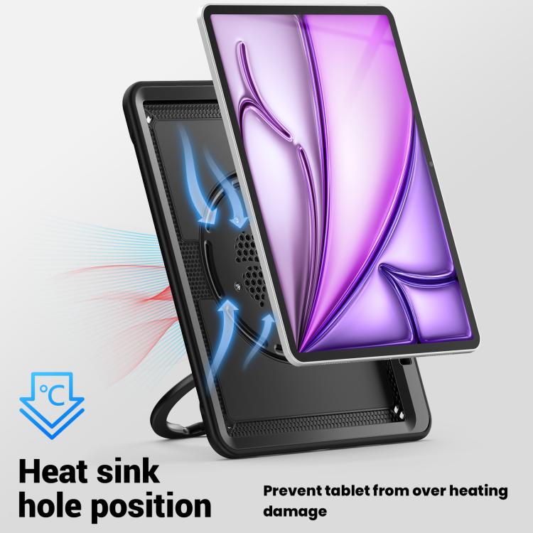 For iPad Air 13 2025 / 2024 Honeycomb Hybrid Tablet Case with Handle Holder & Strap(Black) - iPad Air 13 2025 / 2024 Cases by buy2fix | Online Shopping UK | buy2fix