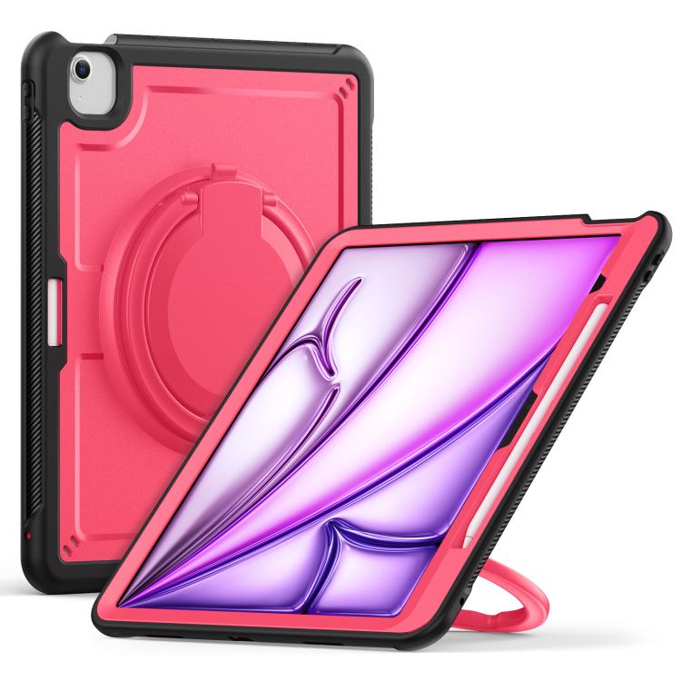For iPad Air 13 2025 / 2024 Honeycomb Hybrid Tablet Case with Handle Holder & Strap(Rose Red) - iPad Air 13 2025 / 2024 Cases by buy2fix | Online Shopping UK | buy2fix