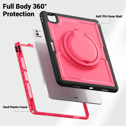 For iPad Air 13 2025 / 2024 Honeycomb Hybrid Tablet Case with Handle Holder & Strap(Rose Red) - iPad Air 13 2025 / 2024 Cases by buy2fix | Online Shopping UK | buy2fix