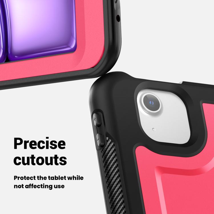 For iPad Air 13 2025 / 2024 Honeycomb Hybrid Tablet Case with Handle Holder & Strap(Rose Red) - iPad Air 13 2025 / 2024 Cases by buy2fix | Online Shopping UK | buy2fix