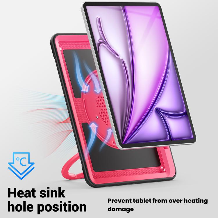 For iPad Air 13 2025 / 2024 Honeycomb Hybrid Tablet Case with Handle Holder & Strap(Rose Red) - iPad Air 13 2025 / 2024 Cases by buy2fix | Online Shopping UK | buy2fix