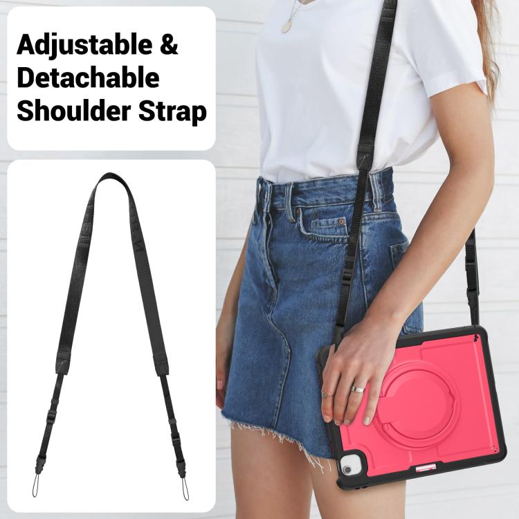 For iPad Air 13 2025 / 2024 Honeycomb Hybrid Tablet Case with Handle Holder & Strap(Rose Red) - iPad Air 13 2025 / 2024 Cases by buy2fix | Online Shopping UK | buy2fix