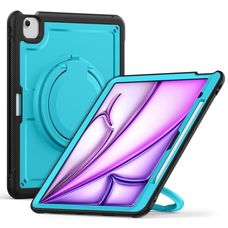 For iPad Air 13 2025 / 2024 Honeycomb Hybrid Tablet Case with Handle Holder & Strap(Light Blue) - iPad Air 13 2025 / 2024 Cases by buy2fix | Online Shopping UK | buy2fix